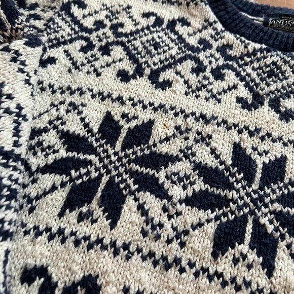 Men’s Vintage L.L. Bean Cozy Chunky Snowflake Sweater Size Large - Picture 5 of 12
